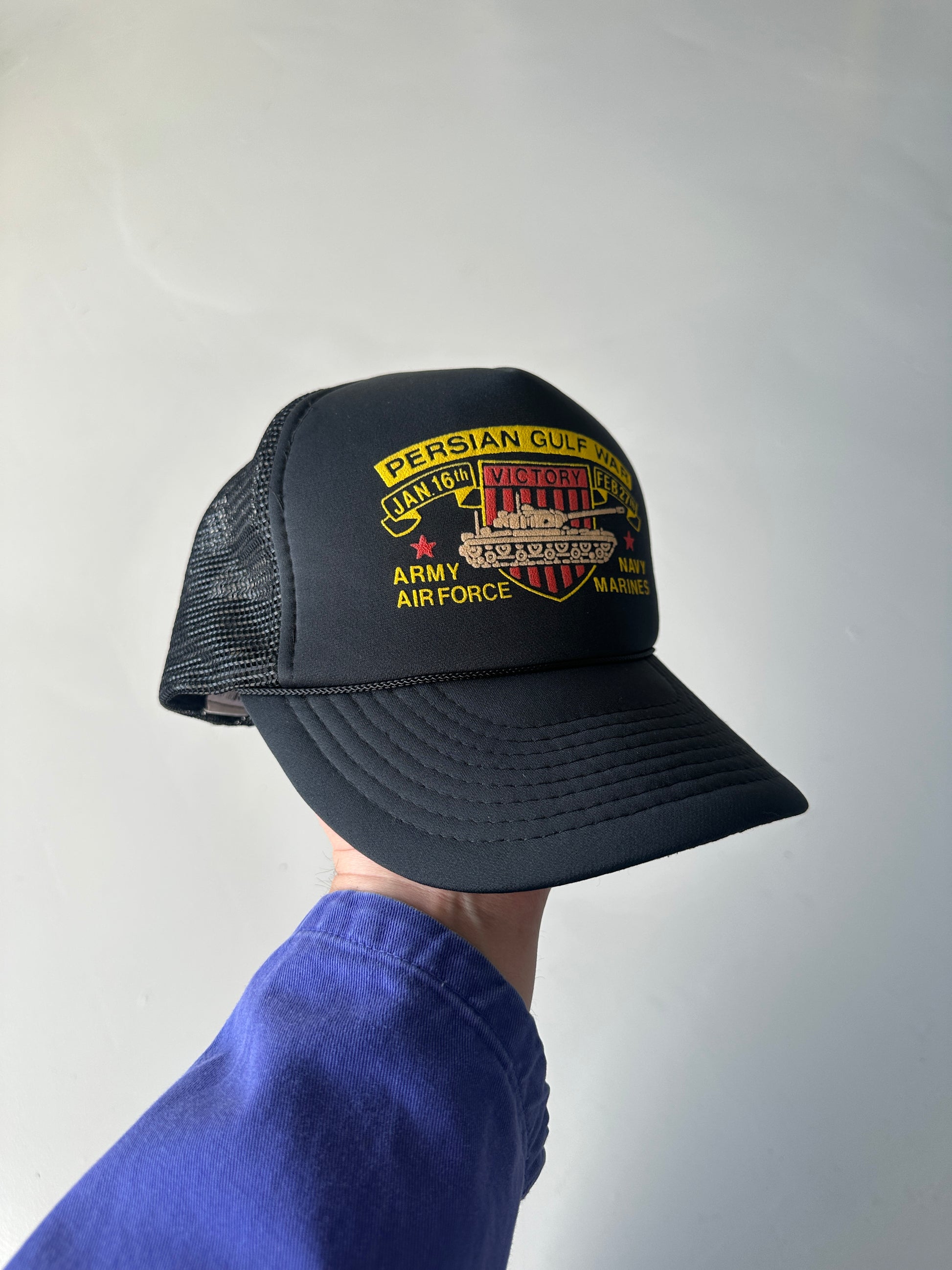 SnapBack Trucker Cap Foam and Mesh Persian Gulf War Victory Vintage Americana