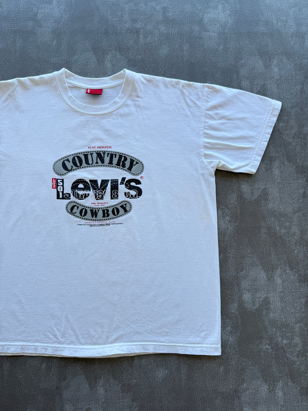 White Levi's Country Cowboy 90's Vintage Graphic T-Shirt - Large Boxy