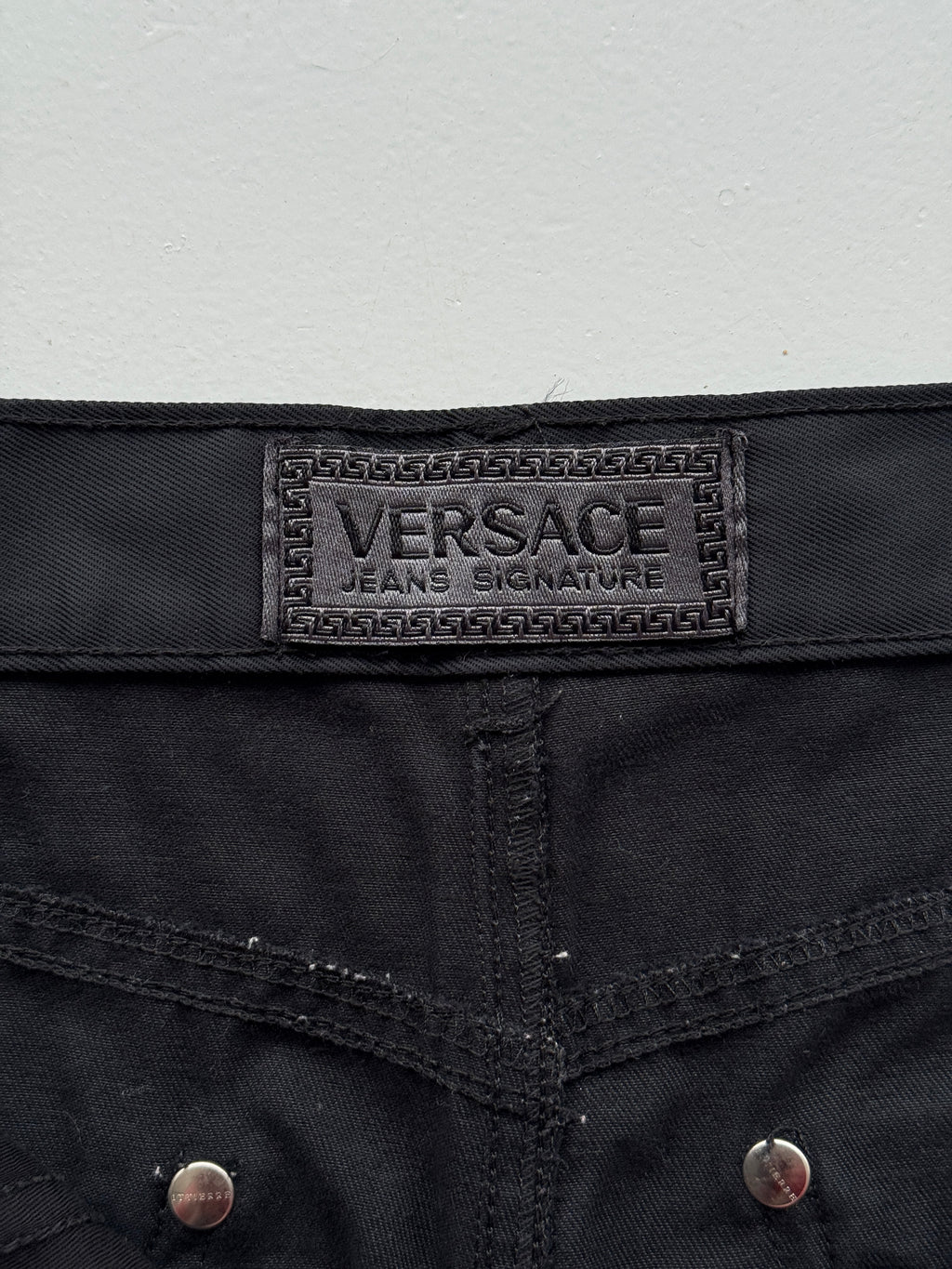 Black Versace Y2K Vintage Low Rise Trousers - W29 x L29