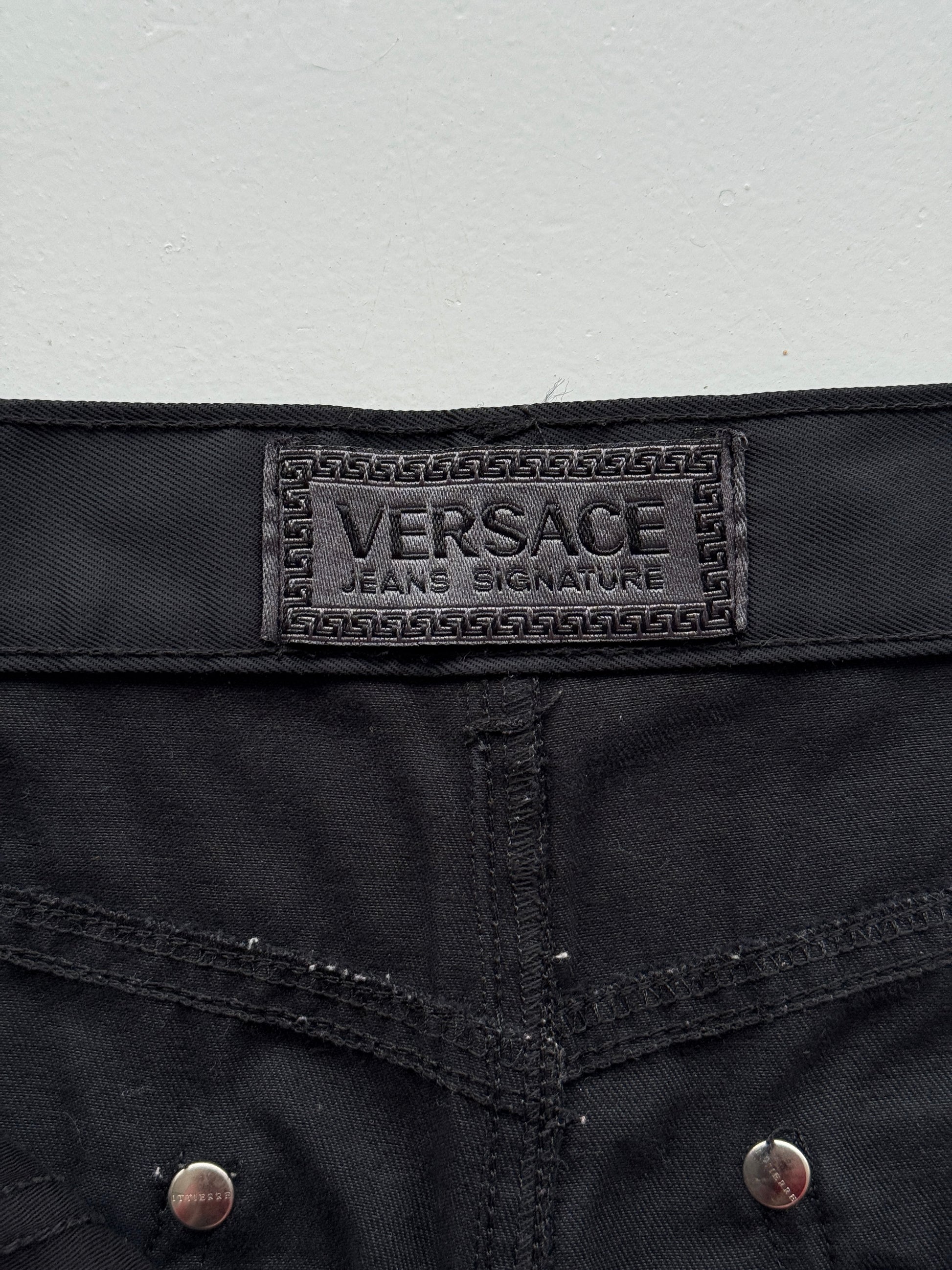 Black Versace Y2K Vintage Low Rise Trousers - W29 x L29
