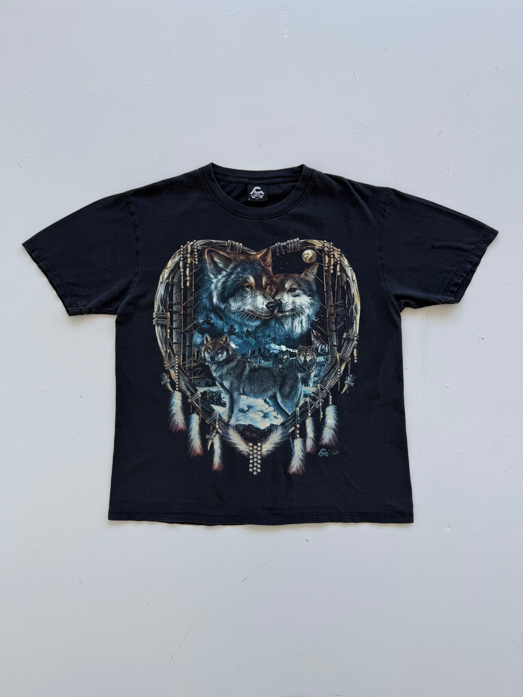 Black Wolf 00's Vintage Graphic T-Shirt - Medium