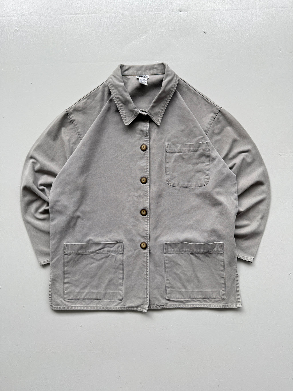 Grey Canvas Chore Jacket 90's Vintage French Workwear CH139 - Large