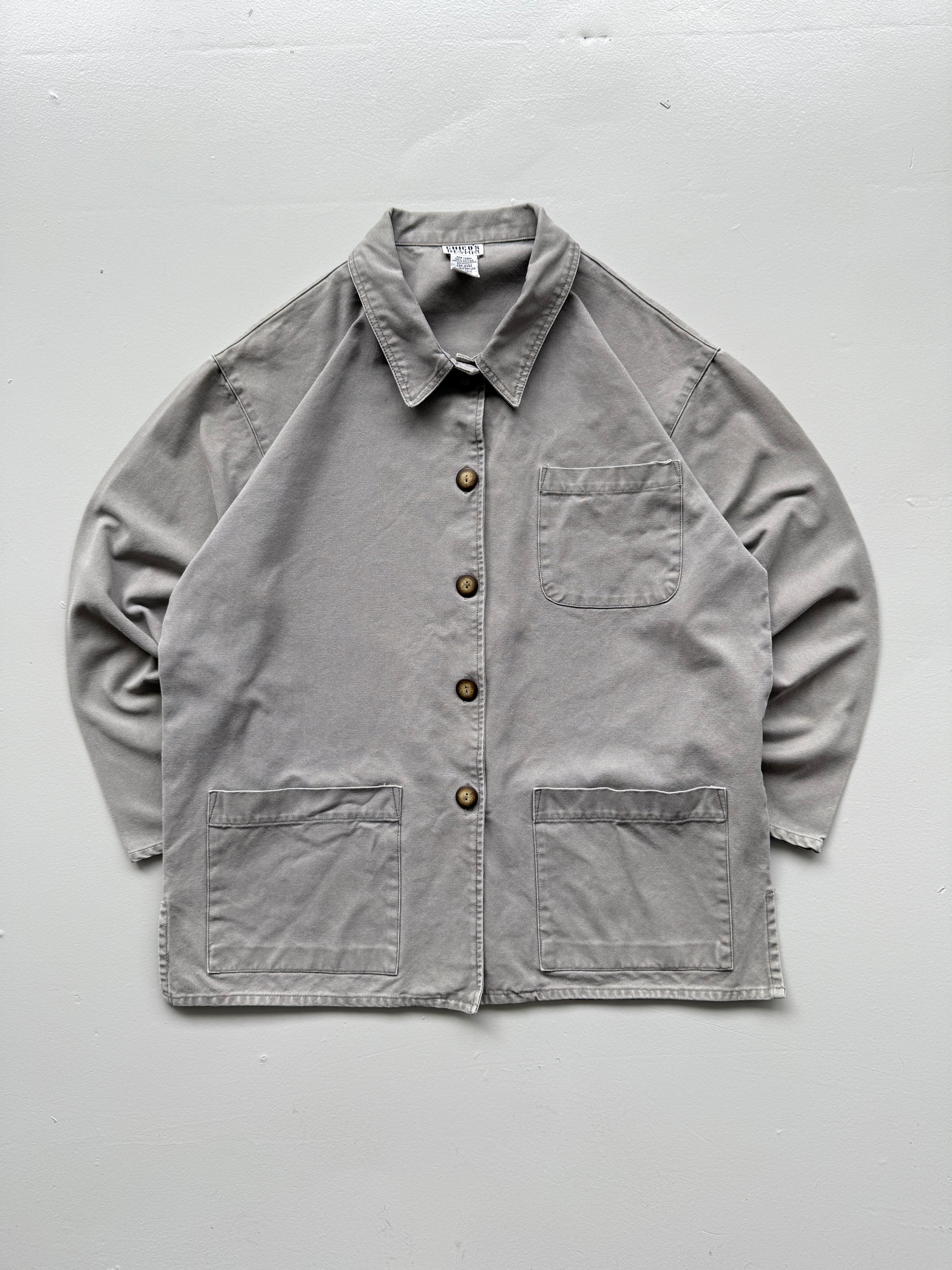 Grey Canvas Chore Jacket 90's Vintage French Workwear CH139 - Large