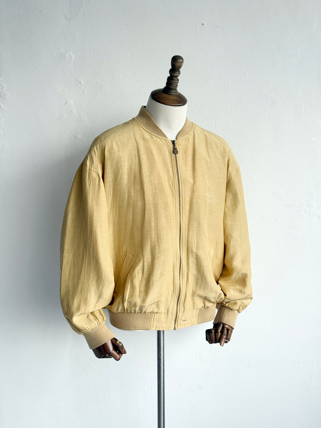 Camel Collection Silk Linen 90's Vintage Bomber Jacket