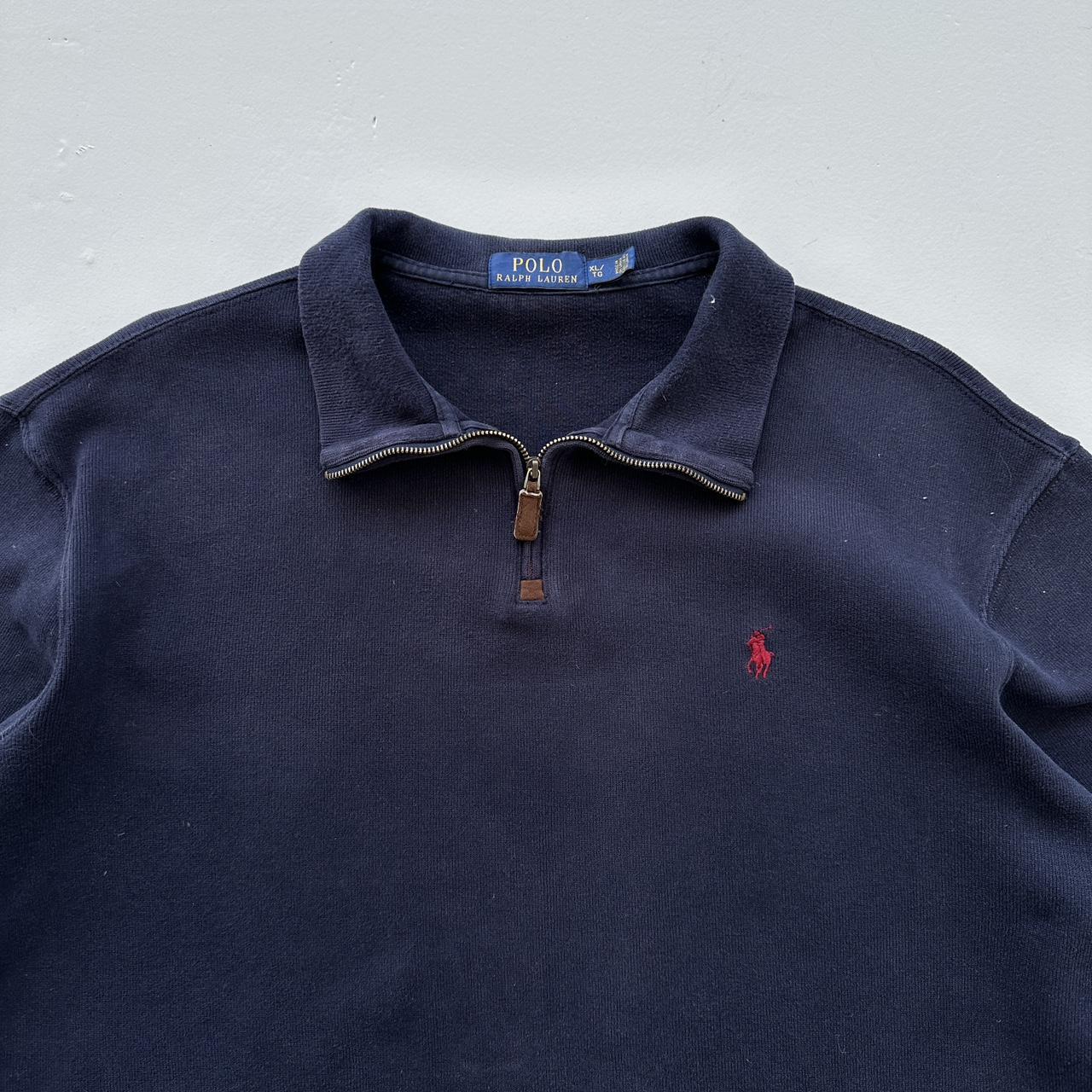 Navy Polo Ralph Lauren Quarter Zip Sweatshirt - Boxy XL