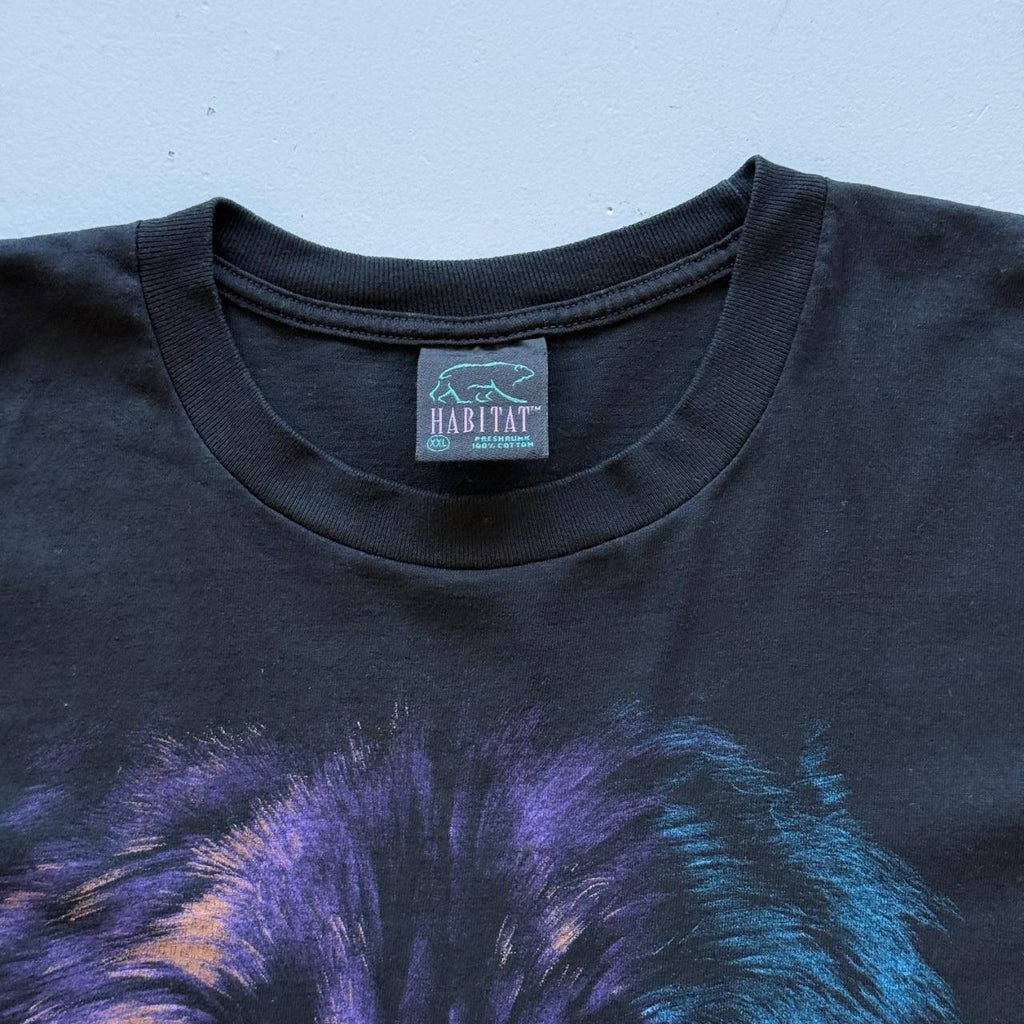 Black Habitat Wolf 90's Graphic Faded T-Shirt - XL