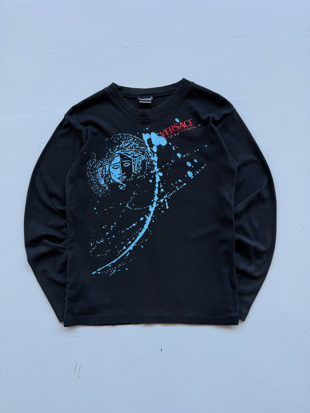 Black Versace 00's Vintage Womens Long Sleeve T-Shirt - UK 10