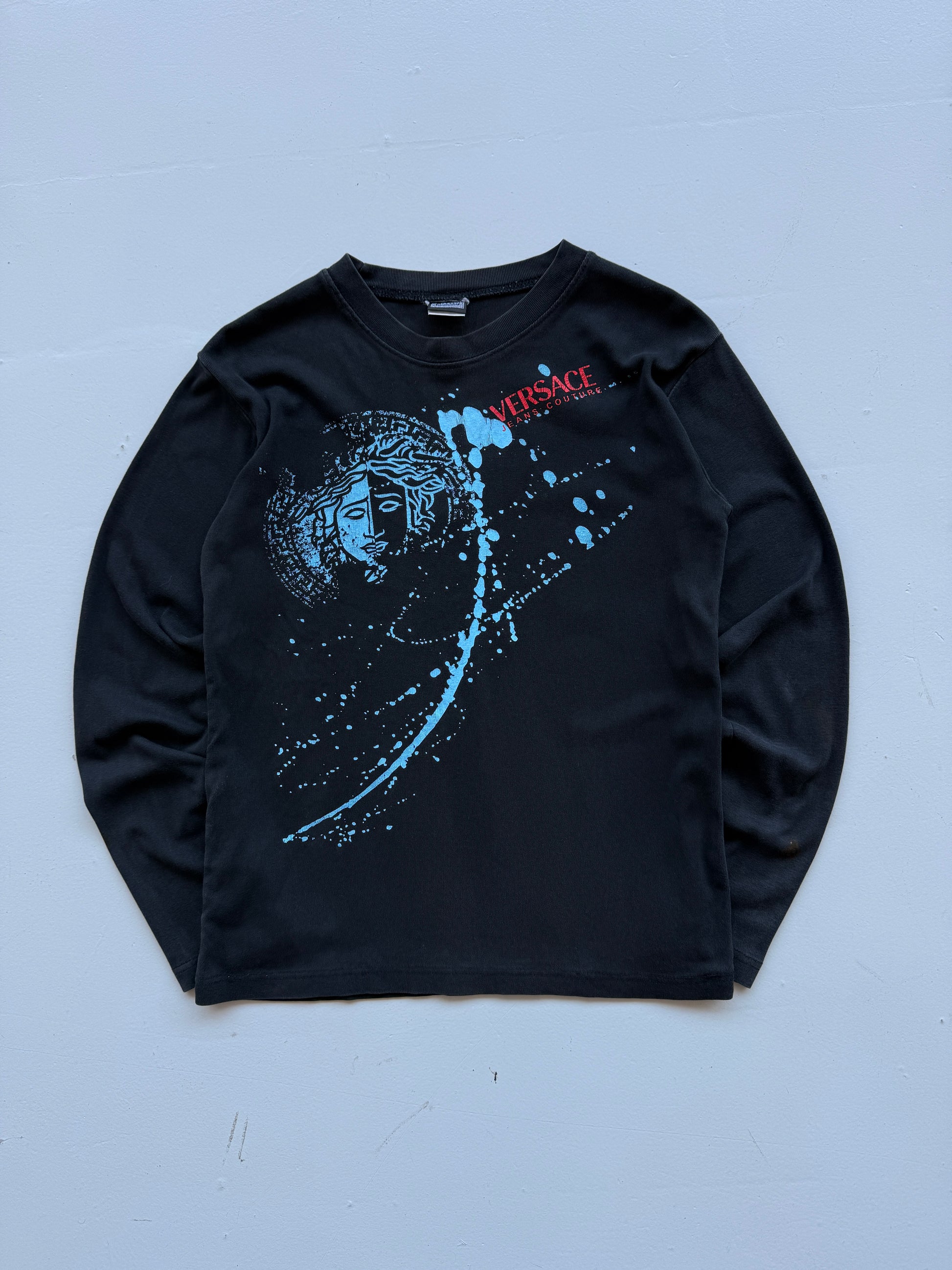 Black Versace 00's Vintage Womens Long Sleeve T-Shirt - UK 10