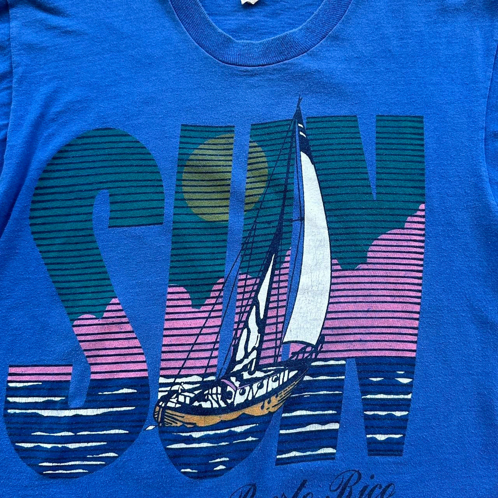 Blue SUN 90s Vintage T-shirt - Medium