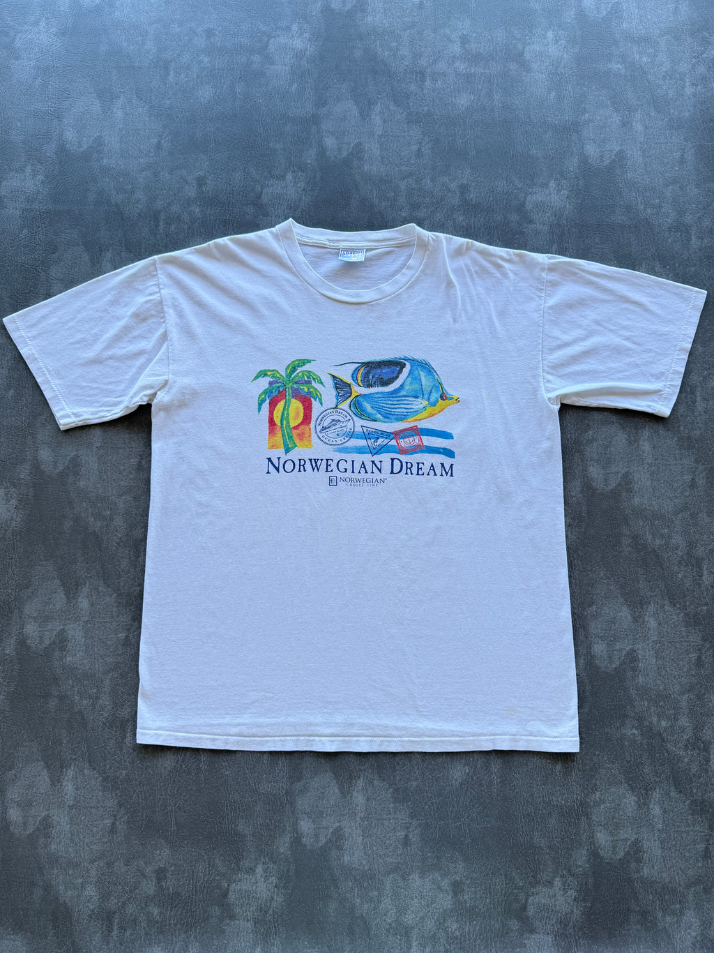 White Norwegian Cruise Line Dream 90's Vintage Graphic T-Shirt - XL