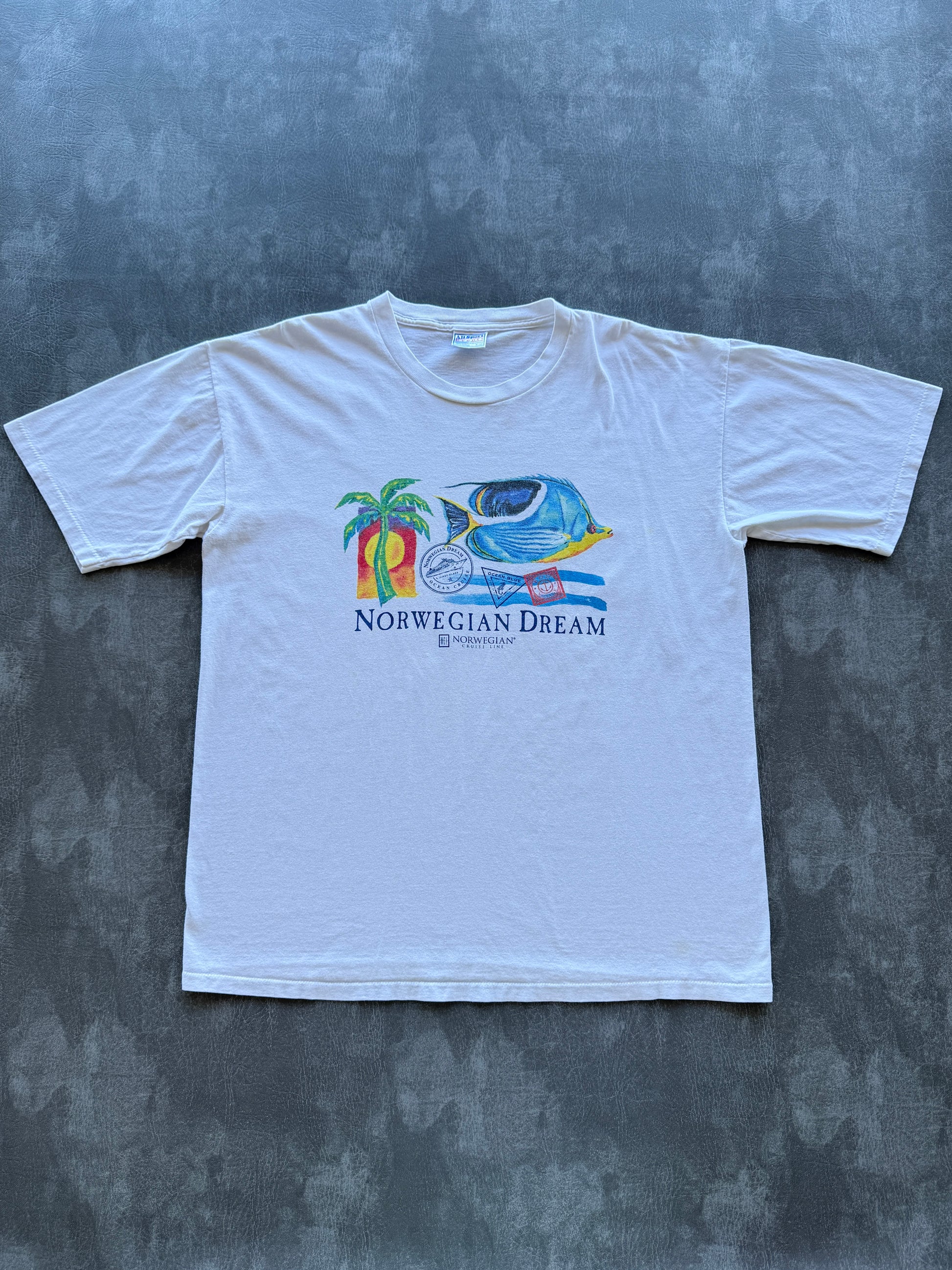 White Norwegian Cruise Line Dream 90's Vintage Graphic T-Shirt - XL