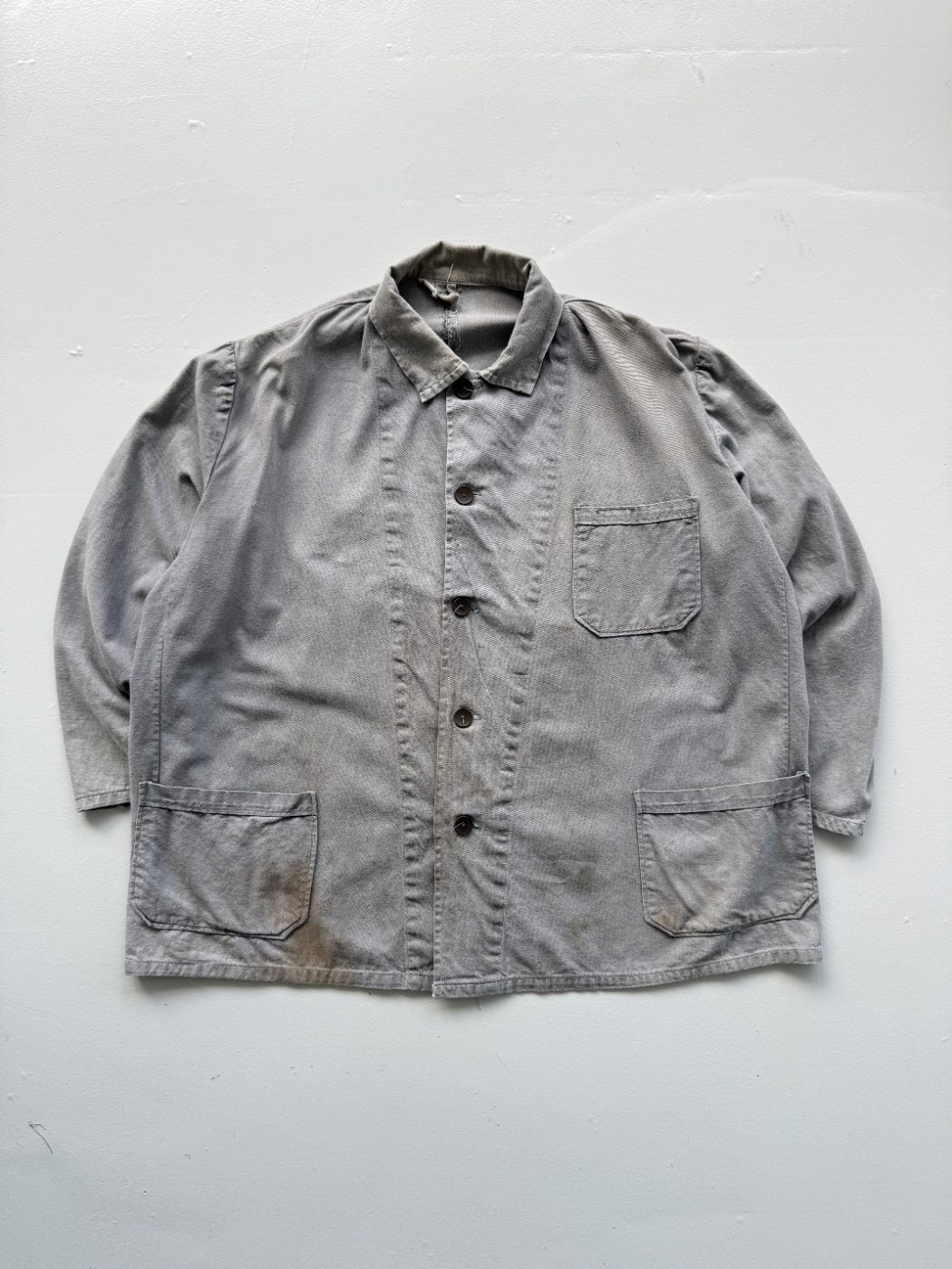 Grey Vintage French Chore Faded 70's Jacket CH181 - XL