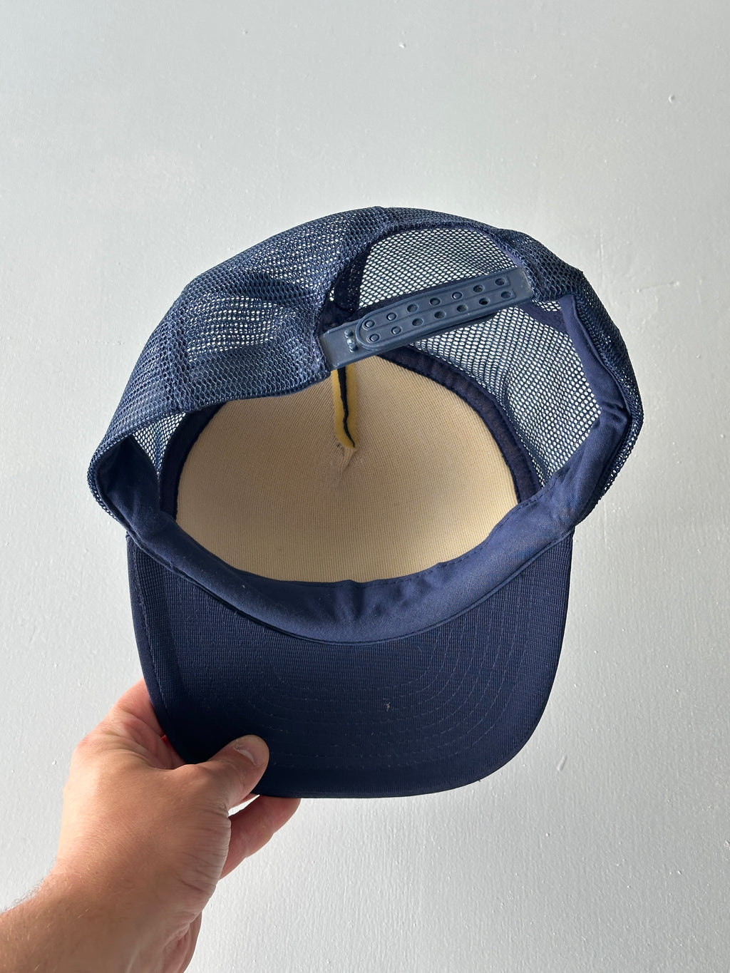 Navy Beatrice Cheese 80's Vintage Foam and Mesh SnapBack Trucker Cap