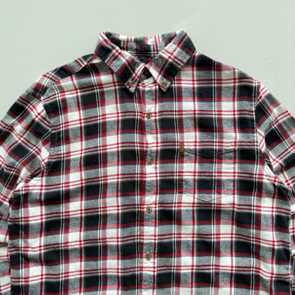Red and Black Checkered Chaps 90s Vintage Long Sleeve Shirt - Large