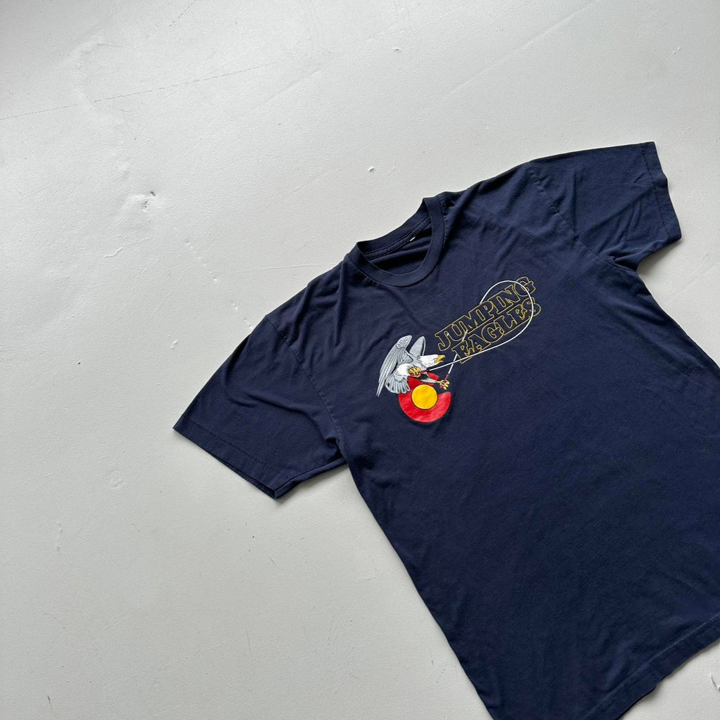 Navy Blue Jumping Eagles 90s Vintage T-shirt - Medium