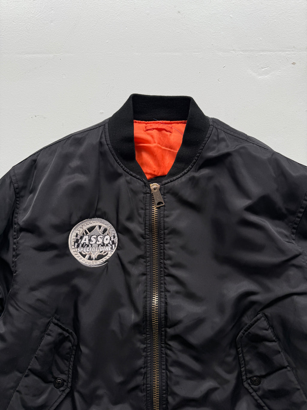 Black Asso Biker 90's Vintage Bomber Jacket - Small