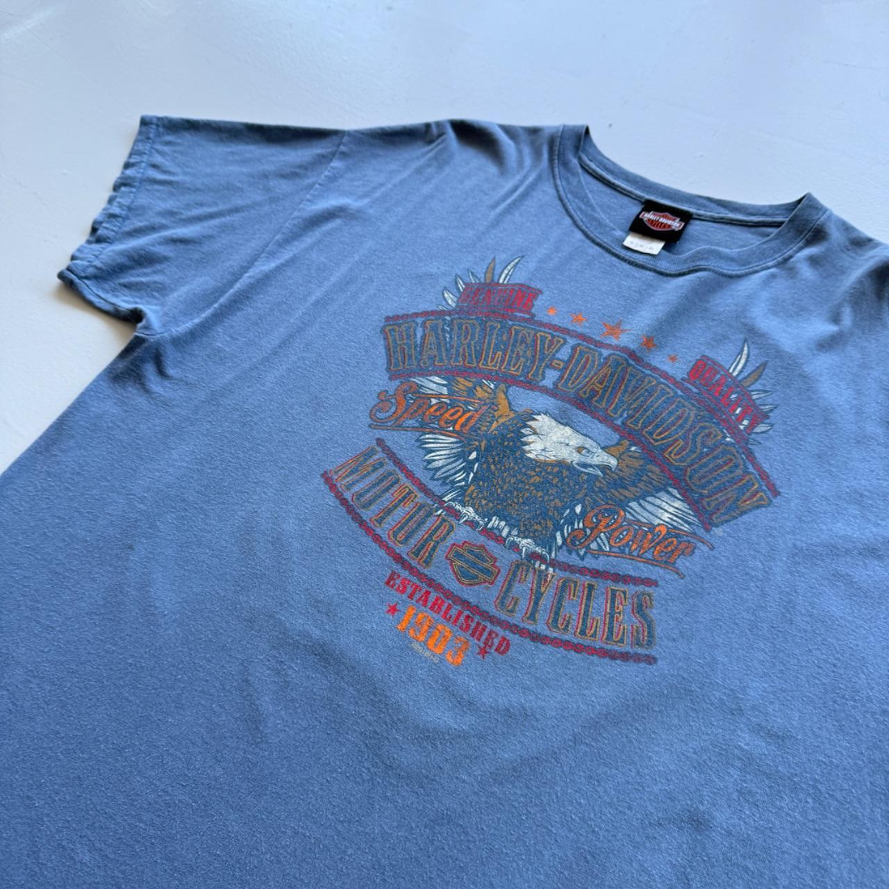 Pale Blue Harley Davidson 90s Vintage Graphic T-shirt - XL