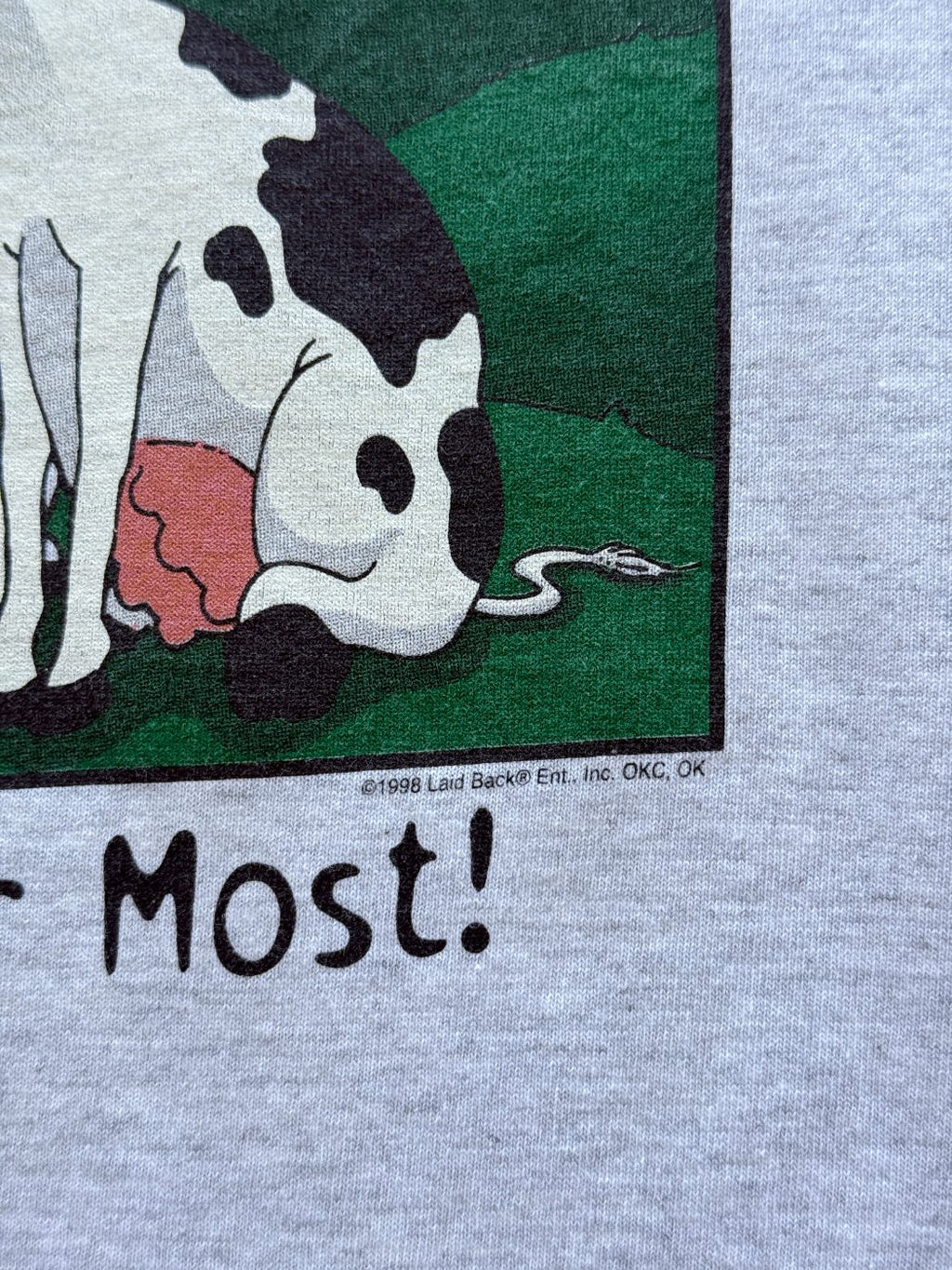 Tultex Happy Mooollennium Novelty 90's Vintage Graphic T-Shirt - Large