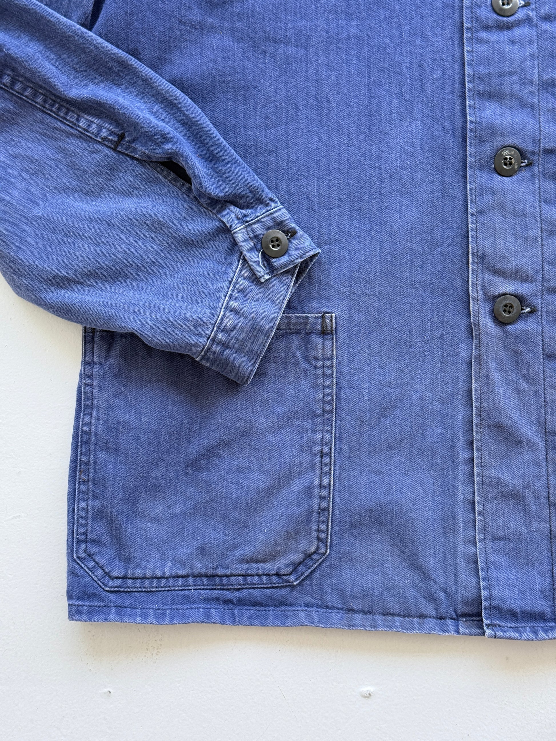 Blue Herringbone Vintage Workwear Chore Jacket CH365 - Medium