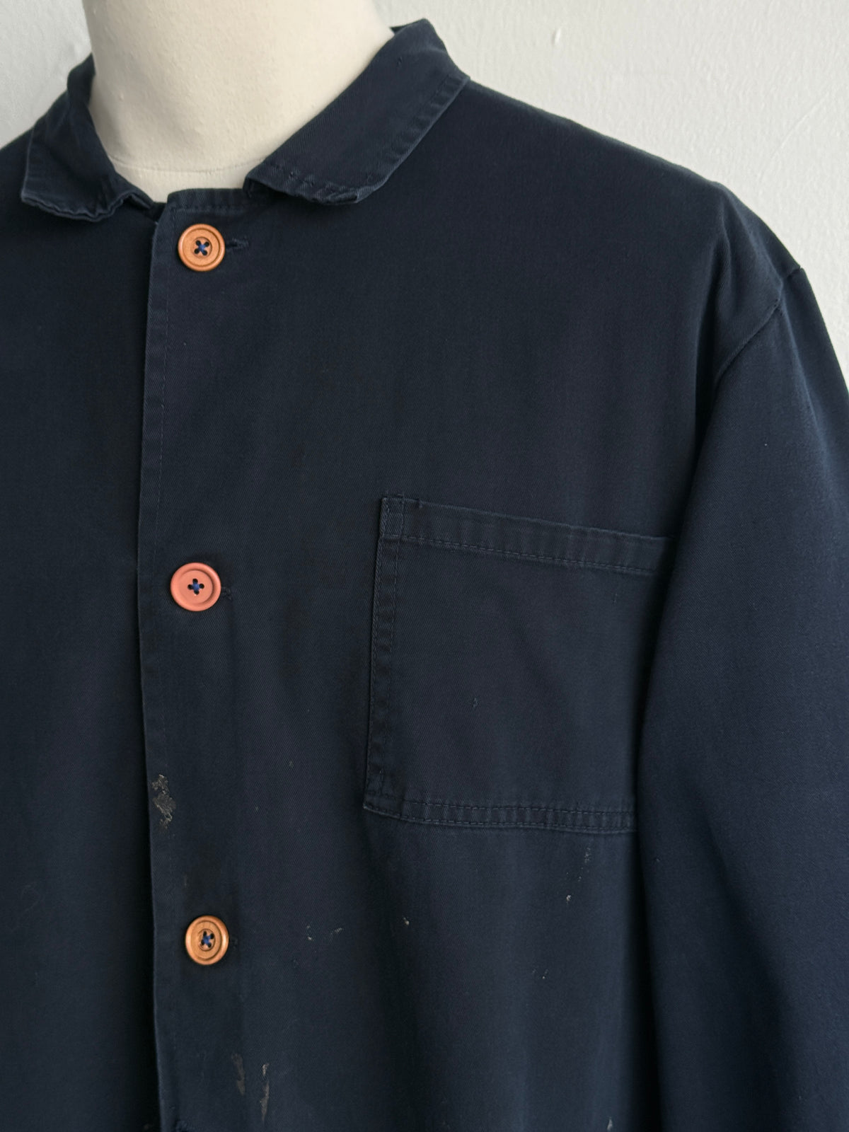 Thrashed Black French 90's Vintage Workwear Chore Jacket CH532 - XL