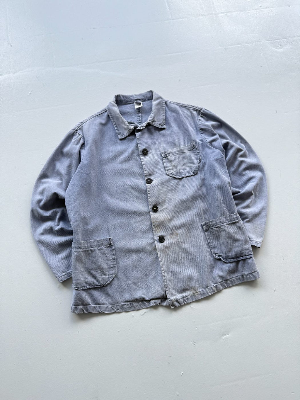 French Chore Vintage Faded Blue Cotton Work Jacket CH236 - Small