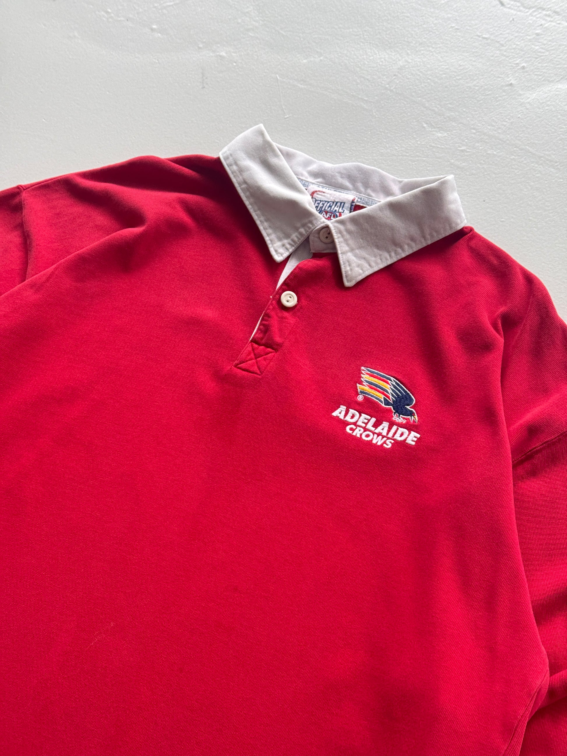 Red Adelaide Crows 90's Vintage Aussie Rules Football Rugby Jersey Polo - Large
