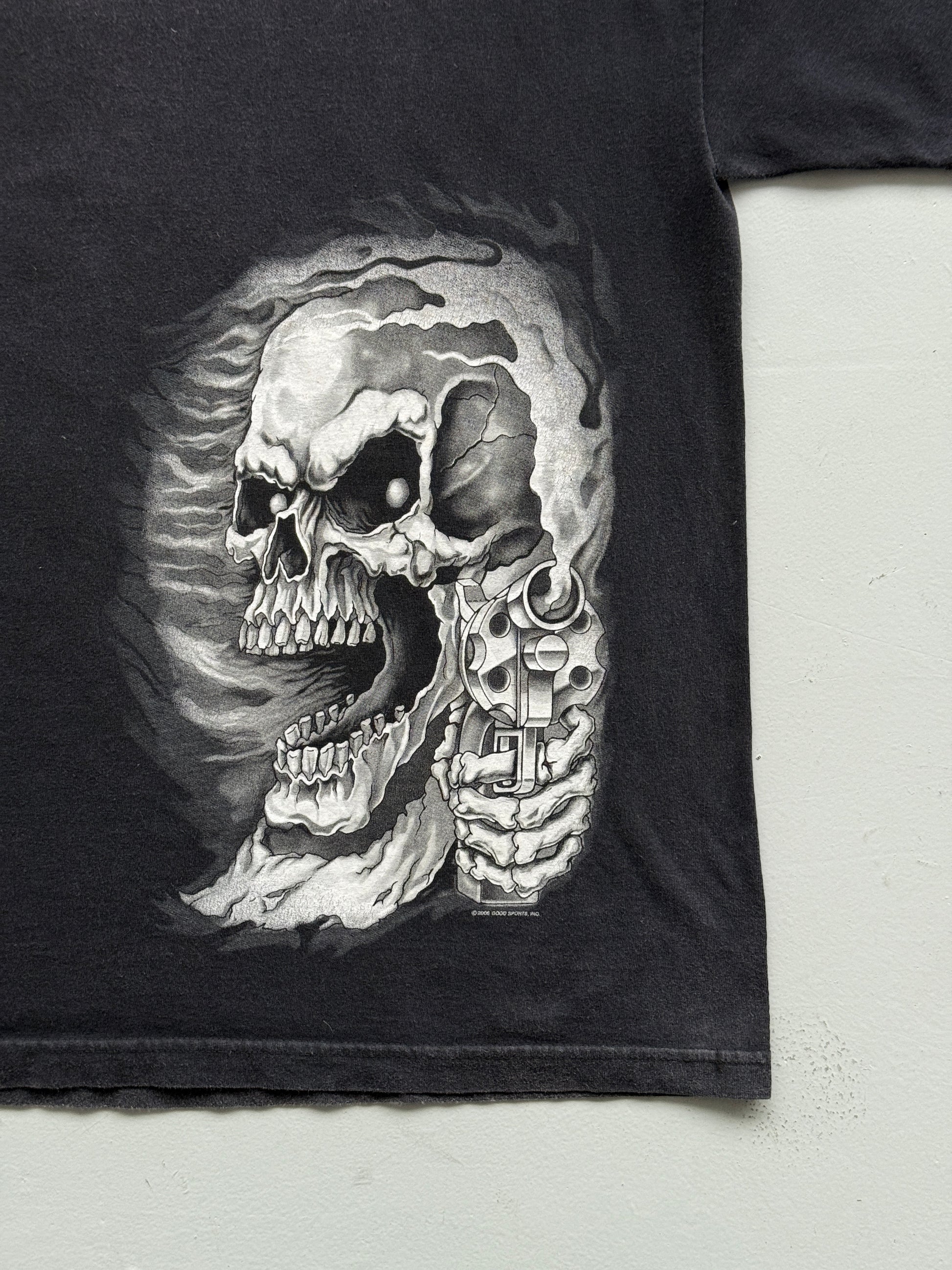 Faded Black Skull 00's Vintage Metal Gothic T-Shirt - XL