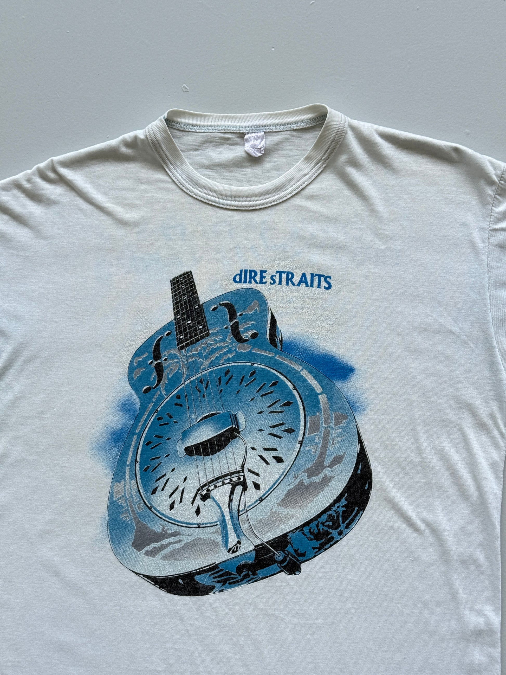 White Dire Straits 80's Vintage Single Stitch Graphic Band Tour T-Shirt - Medium