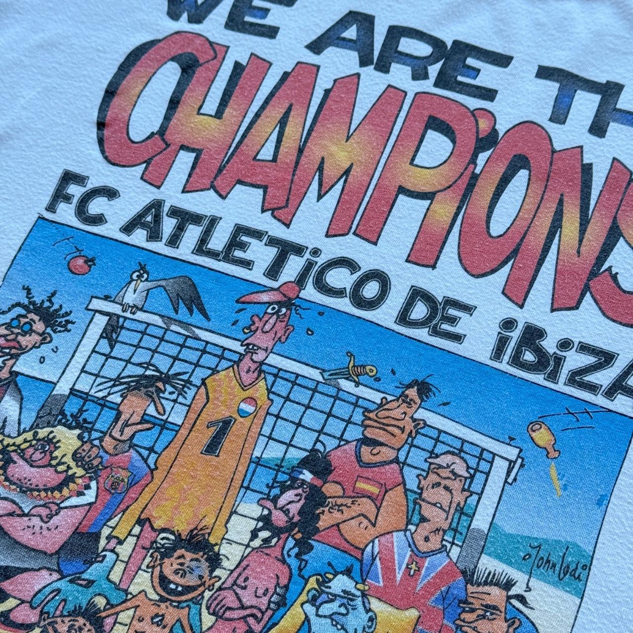 White Ibiza Football 90's Graphic Cartoon T-Shirt - Medium