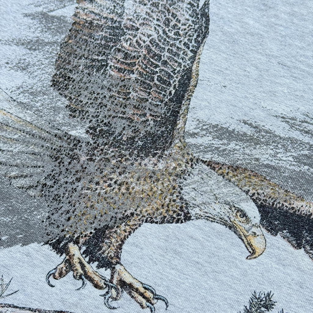 Grey Alaska Eagle AOP Vintage 90s T-shirt - Medium
