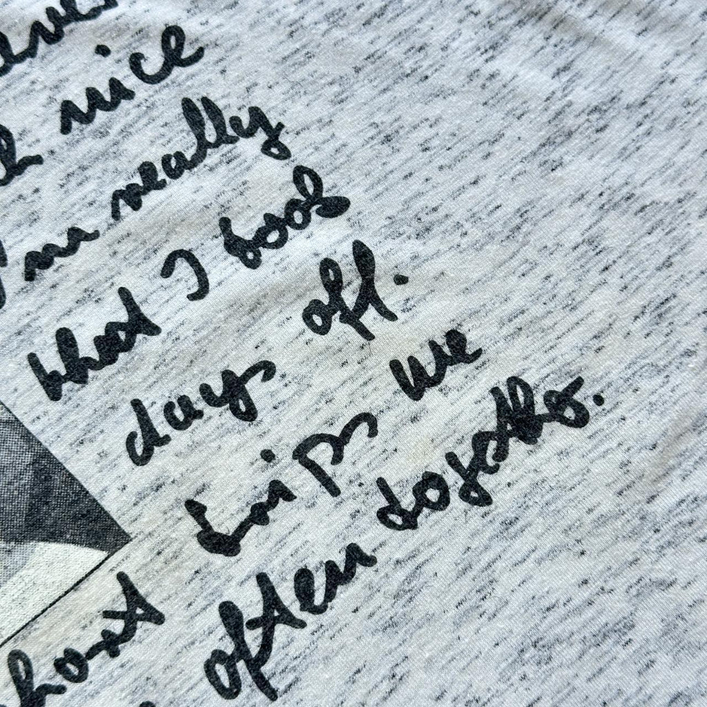 Grey Marl Romantic Poem Vintage 90's T-shirt - XL