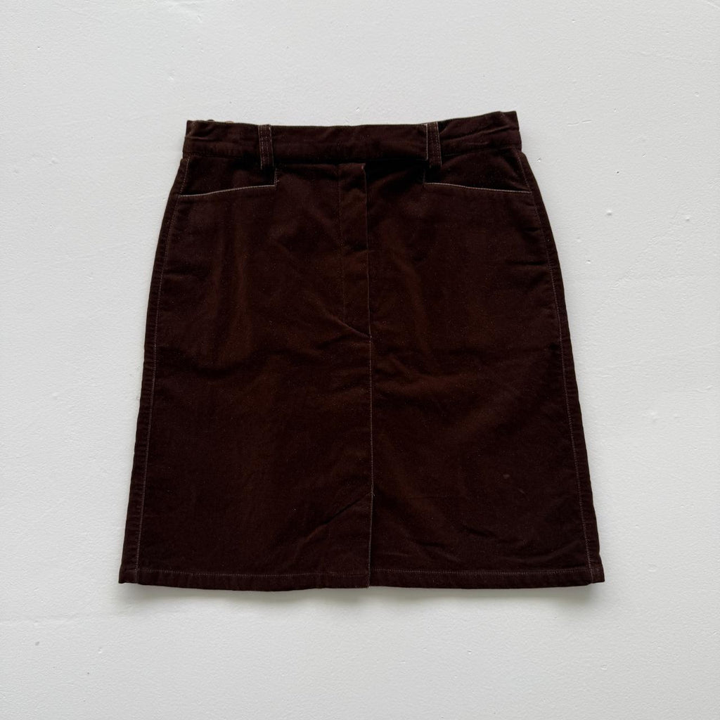 Brown Vintage Velvet Skirt - W25 L18 Size 6