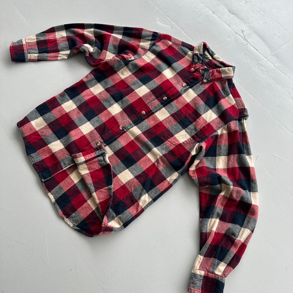 Red Navy Buffalo Checkered Red Head Co 90s Vintage Long sleeve - Medium