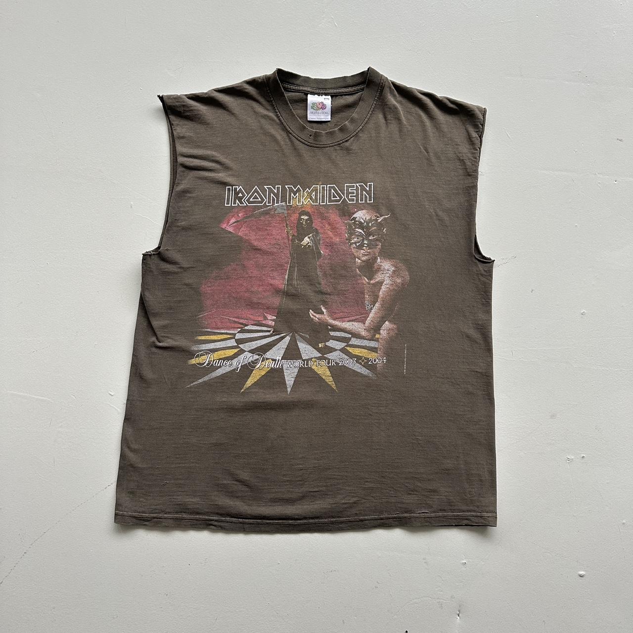 Faded Grey Iron Maiden 2004 Vintage Graphic Hand-cut Band Tshirt Vest - Large