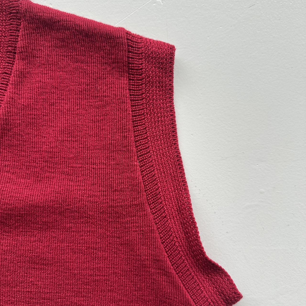 Red Pure Wool Scotch Knit Vintage 60s Sweatshirt Vest - Small