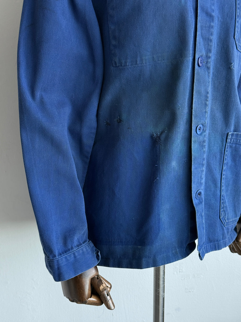 Thrashed Blue French 70's/80's Vintage Workwear Chore Jacket CH503 - Medium