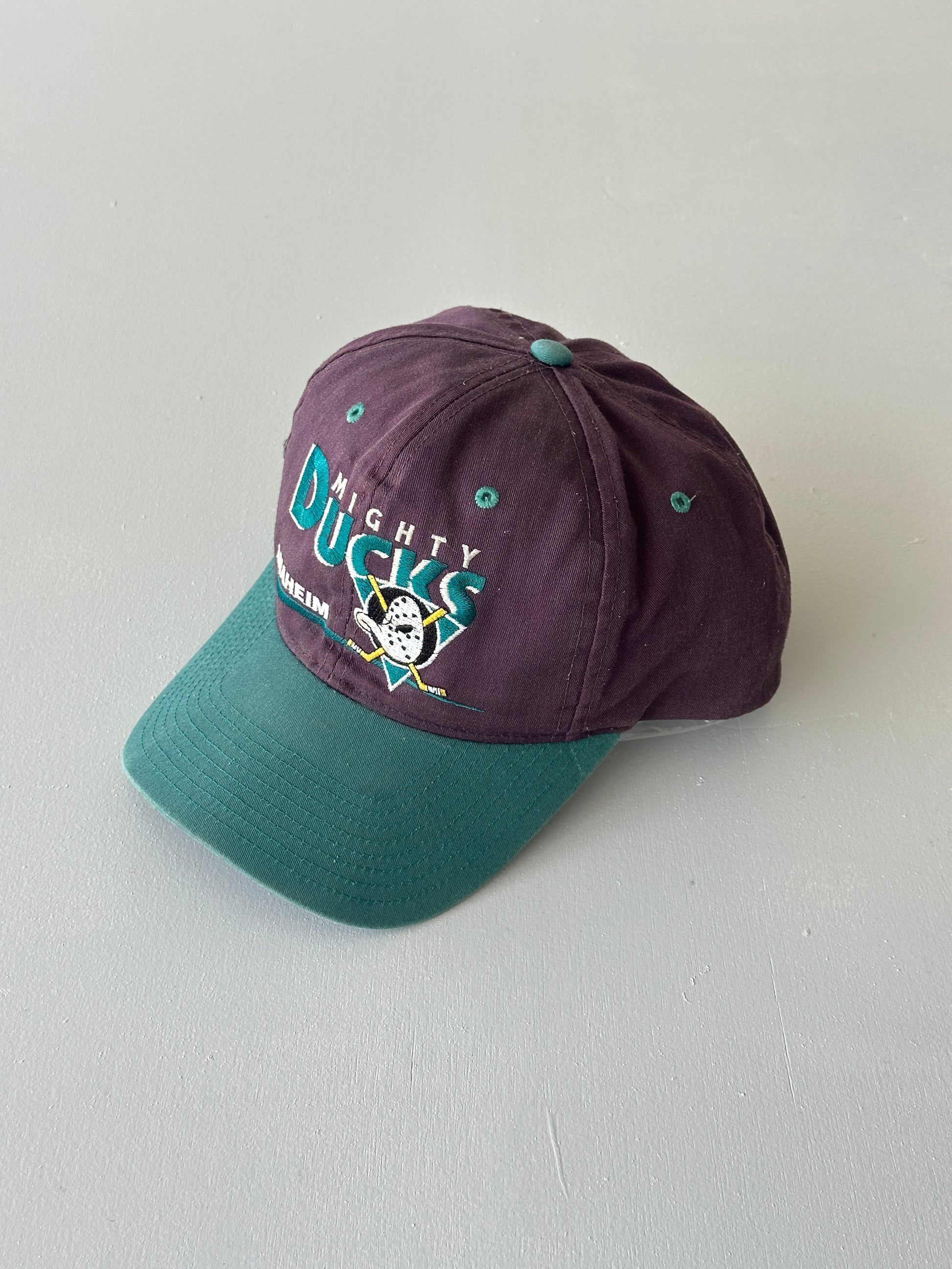 Purple / Teal Anaheim Mighty Ducks NHL 90's Vintage SnapBack Trucker Cap