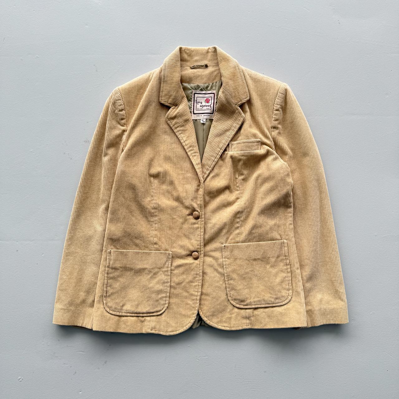 Cream Long Street Vintage 80s Corduroy Blazer Jacket - Womens Size 10