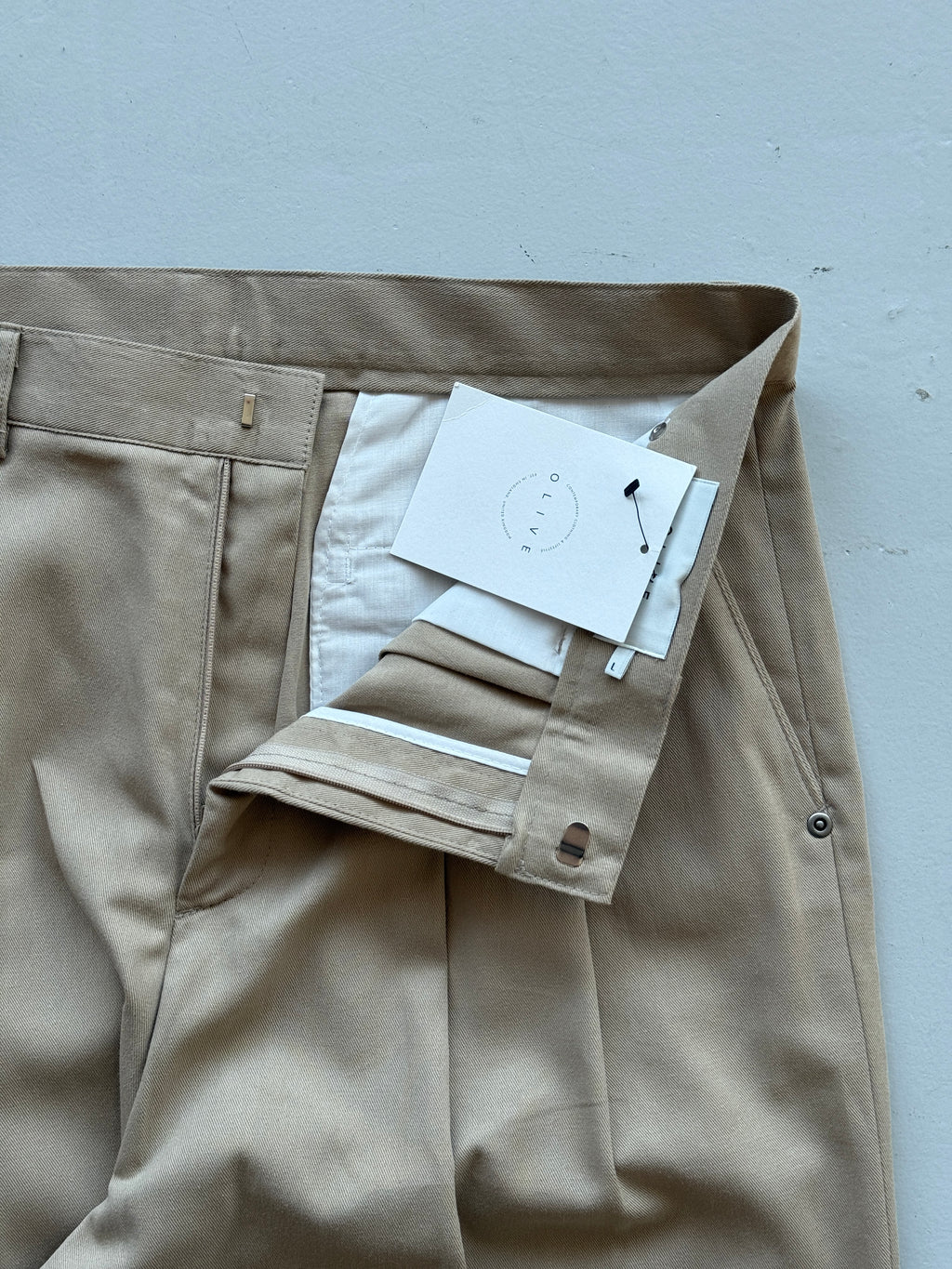 Cream Olive Menswear Wide Led Pleated Suit Trousers - W32 x L29