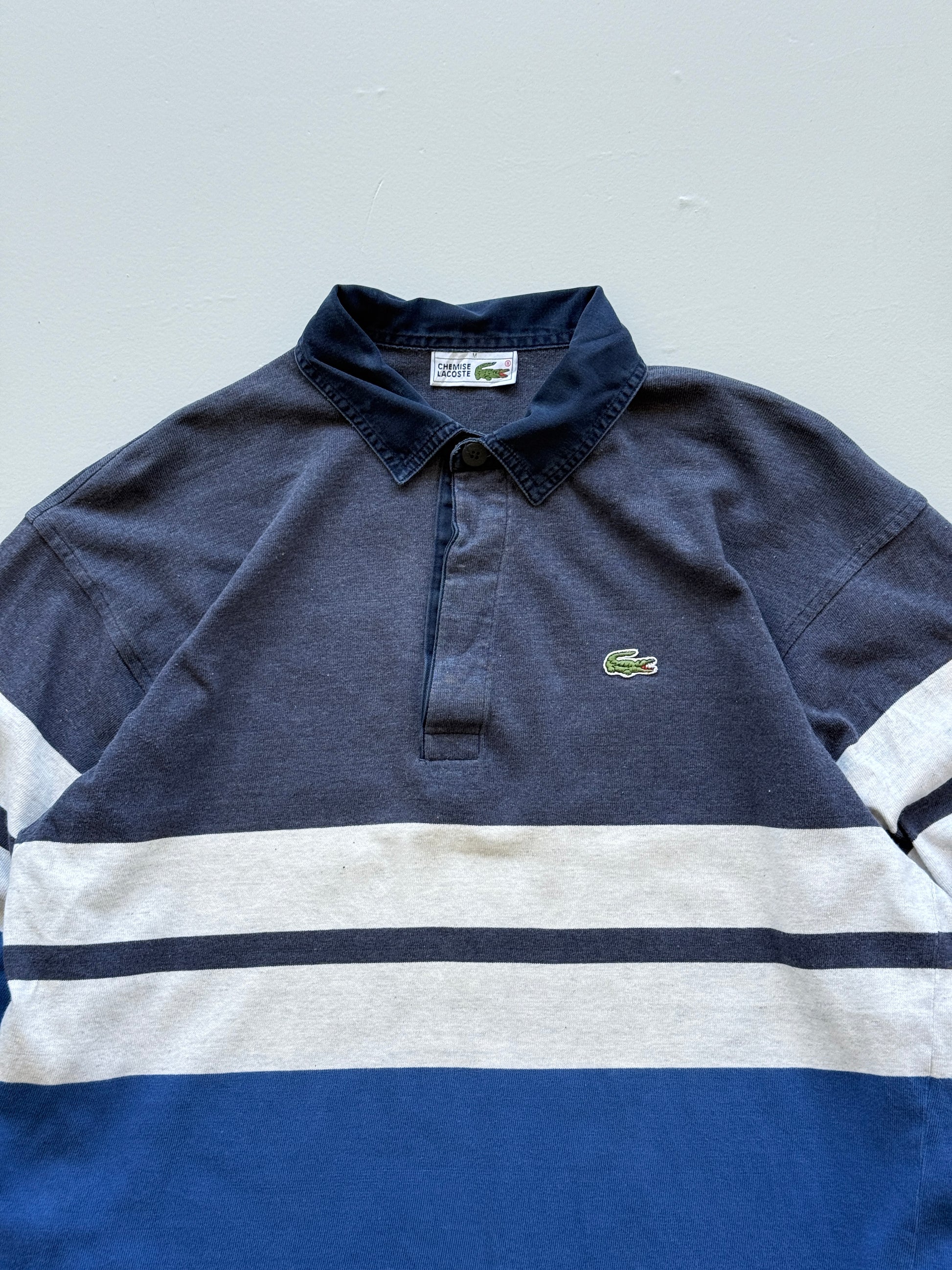 Chemise Lacoste Striped 90's Vintage Long Sleeve Rugby Polo - Medium