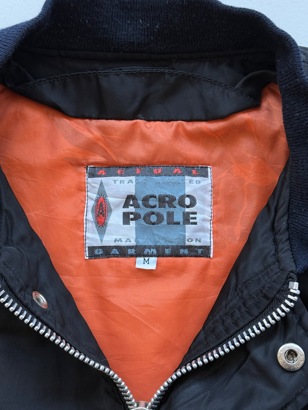 Black Acro Pole 90's Vintage Bomber  Jacket - Medium