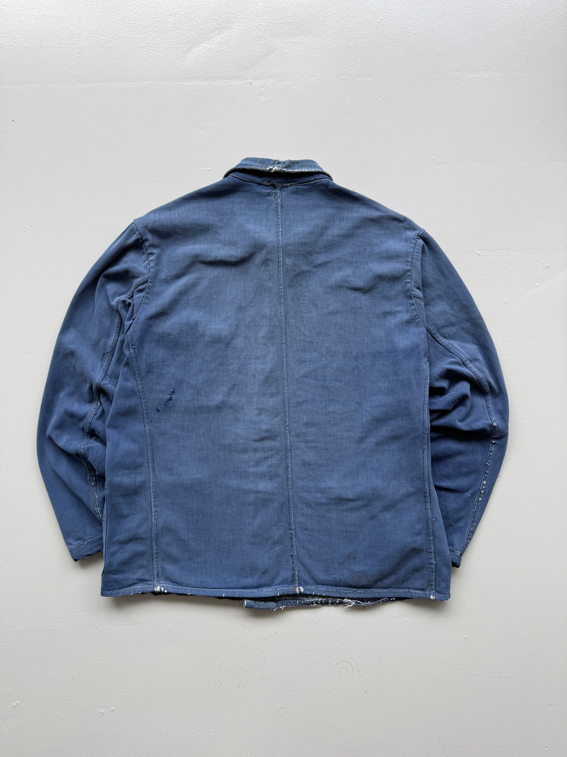 Thrashed Blue Chore Jacket 70's Vintage French Workwear CH146 - Oversized Medium