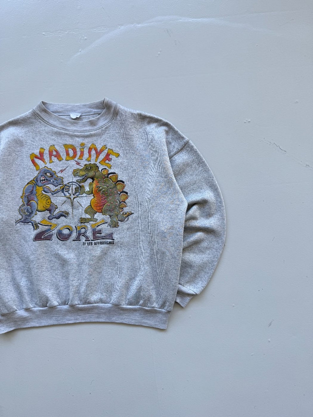 Nadine Zore French Cartoon Vintage Dinosaur 90's Sweatshirt - Small