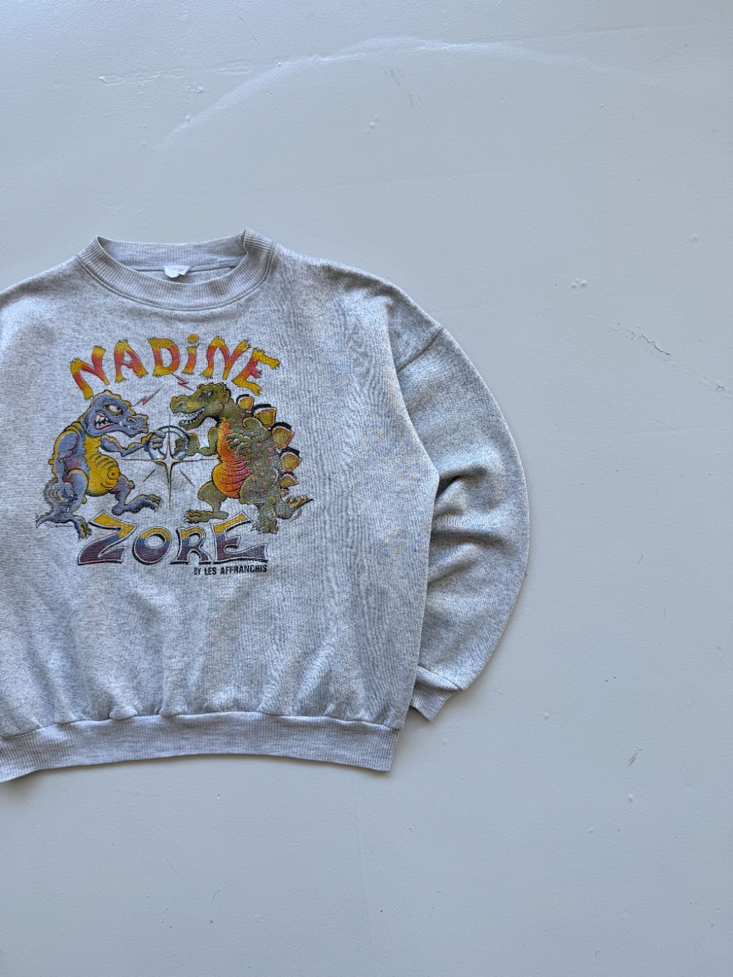 Nadine Zore French Cartoon Vintage Dinosaur 90's Sweatshirt - Small
