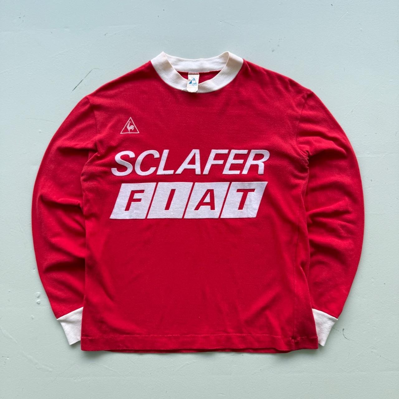Red Fiat 90s Vintage Le Coq Sportif Long Sleeve T-Shirt - Small
