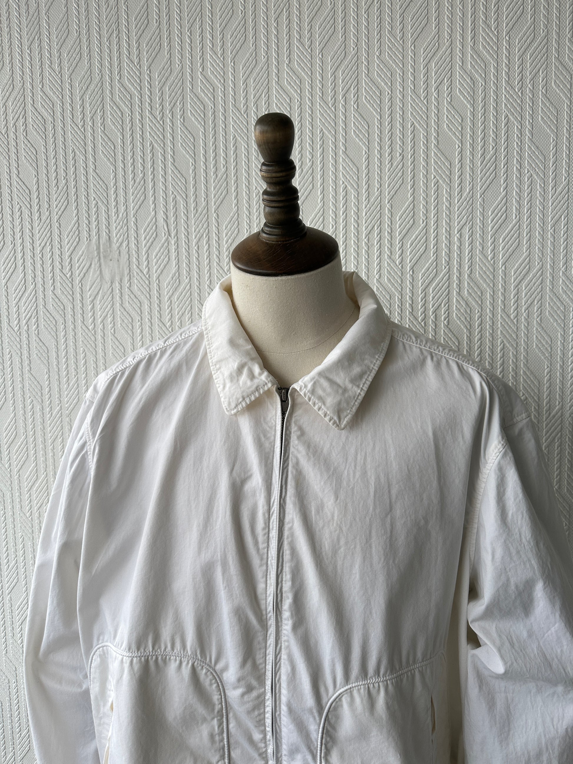 White Polo Ralph Lauren 90's Cotton Harrington Bomber Jacket - 2XL