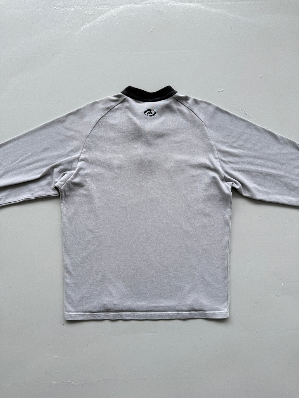 Grey ASM Adidas 00's Vintage Long Sleeve Rugby Polo Training Jersey - Medium
