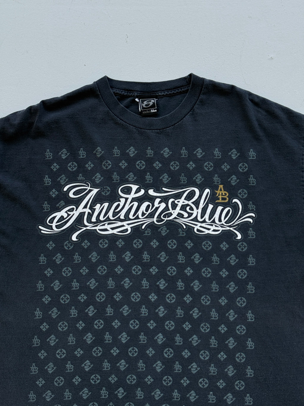 Black Anchor Blue 00's Vintage Y2K Graphic T-Shirt - XL