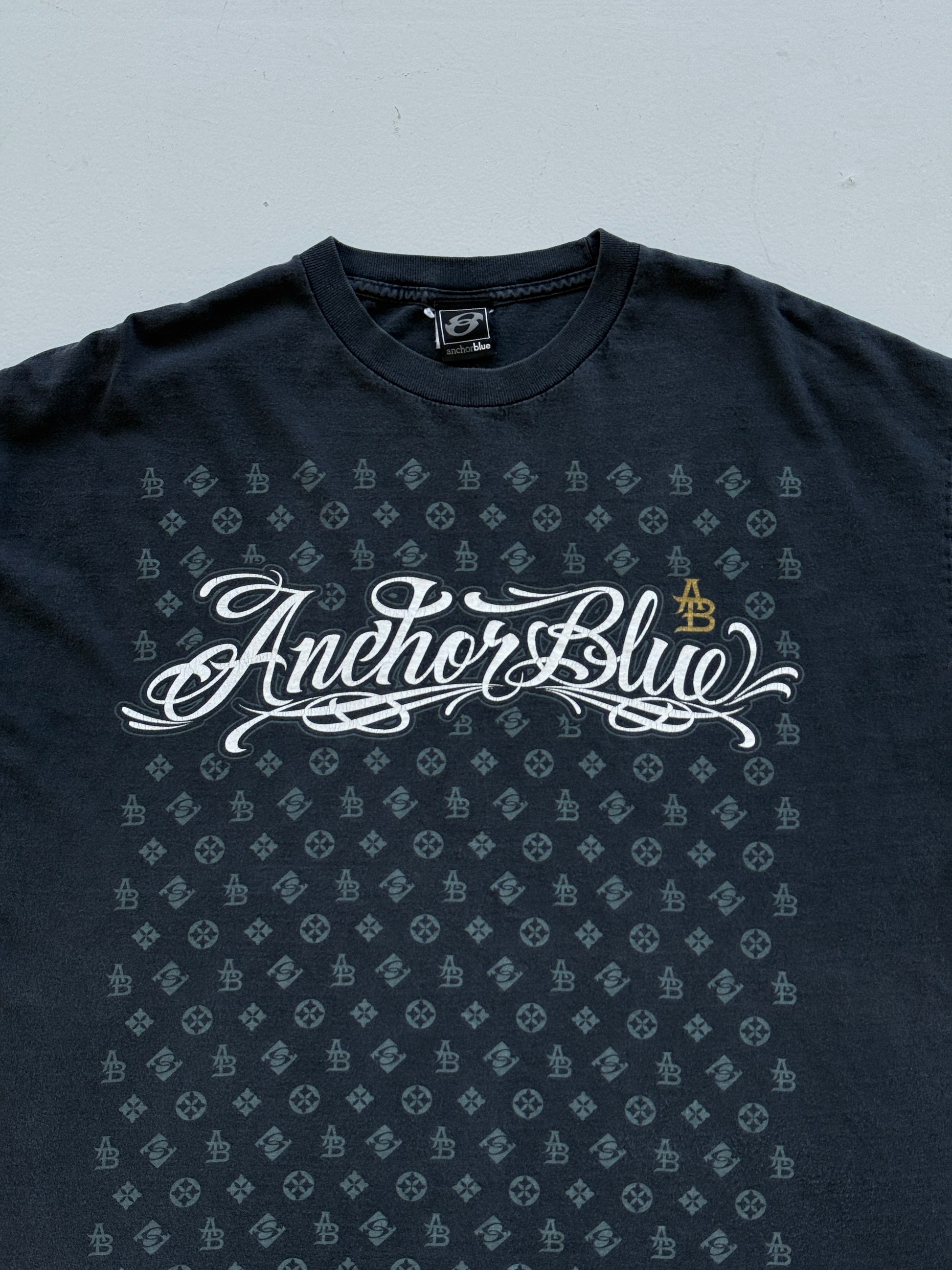 Black Anchor Blue 00's Vintage Y2K Graphic T-Shirt - XL
