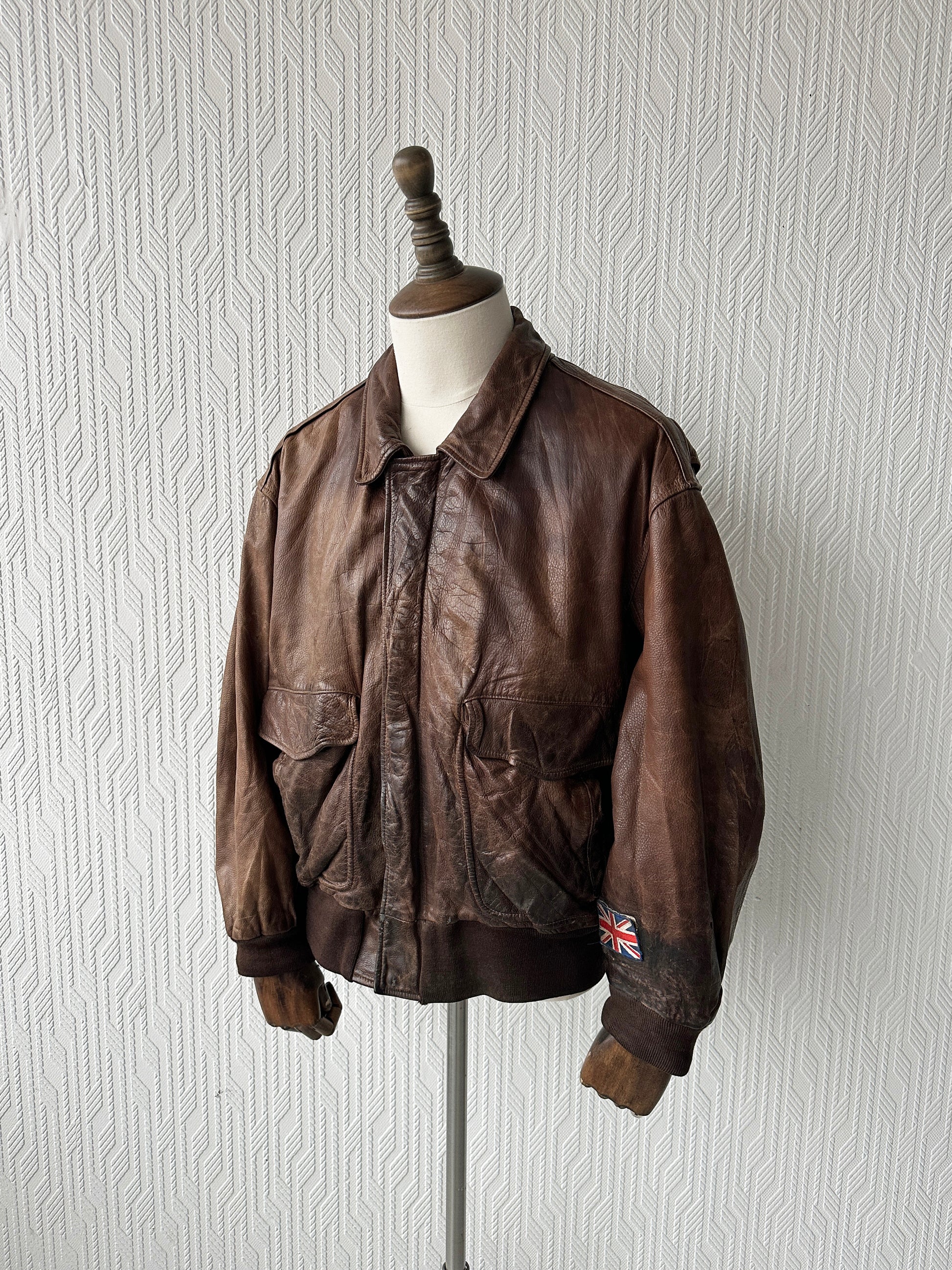 Brown Century A-2 Aviation Leather Jacket Vintage 80's - XL